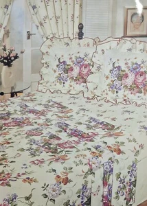 JUEGO DE SÁBANAS CON VOLANTES CANTERBURY CAMA INDIVIDUAL FLORAL LILA MELOCOTÓN ROSA FLORAL ROSA - Imagen 1 de 3