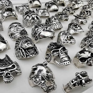 Lo último 20 piezas Moda Gótico Para hombres Cráneo Huesos Ciclista Anillo Hombres Joyería de Acero Inoxidable - Imagen 1 de 5