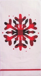 TWO Individual Paper Guest Decoupage Napkins - 2253 Red & Black Plaid Snowflake - Picture 1 of 2