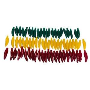 70 Chili Pepper Vintage Red Green Yellow Party Decor String Light Rubber Covers - Picture 1 of 5