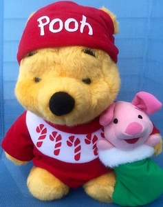 Christmas Winnie the Pooh Piglet in Stocking Stuffed Animal Plush 14" Disney - Picture 1 of 1
