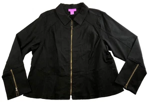 Suzanne Somers Womens Jacket Size 18W Black Full Zip Long Sleeve Zip Cuff NWT - Picture 1 of 11