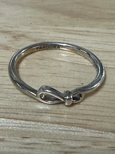 New Authentic Pandora Infinity Symbol Knot Ring 198898C00 W Suede Pouc - Picture 1 of 5