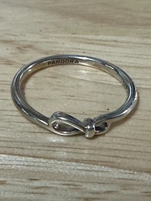 New Authentic Pandora Infinity Symbol Knot Ring 198898C00 W Suede Pouc - Image 1 of 4
