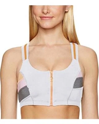 Sujetador deportivo X-Small para mujer bloque de color con espalda en T blanco Foto 1 de 2