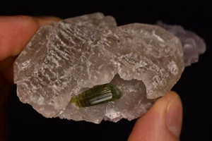 *GREEN TOURMALINE* In ELESTIAL Quartz With *LEPIDOLITE* 125g 8.2cm Natural - Bild 1 von 12