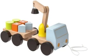 Ikea Mula toddlers wooden crane magnetic blocks pull along toy truck NEW - Picture 1 of 10