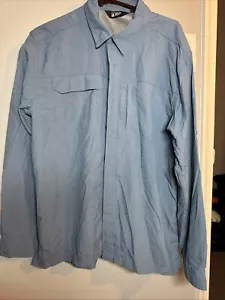 EASTERN MOUNTAIN SPORTS Size Large Blue Long Sleeve Button Down Shirt Polyester - Picture 1 of 9