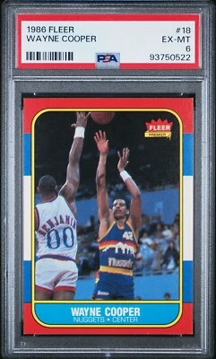1986-87 Fleer баскетбол новичок Уэйн Купер #18 - PSA 6 - Denver Nuggets - Изображение 1 из 4
