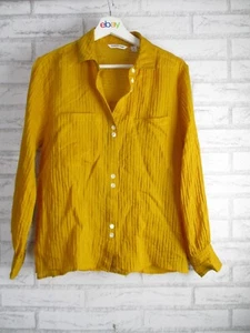 Country Road womens shirt to pblouse yellow striped collared 10pockets sheer - Picture 1 of 8