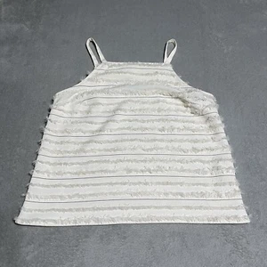Maeve by Anthropologie Top Womens 6 Ivory Fringe Tank Top Striped Casual Preppy - Picture 1 of 7