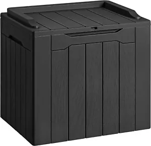 Deck Box 30 Gallon Resin Outdoor Storage Waterproof Patio Lockable Large Black - Picture 1 of 7