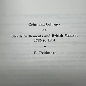 Coins and Coinages.. Straits Settlements and British Malaya 1786-1951, PRIDMORE - Picture 1 of 7