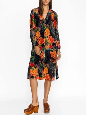 NWT $490 Johnny Was Renna Burnout Velvet Midi-Dress M - Image 1 of 4