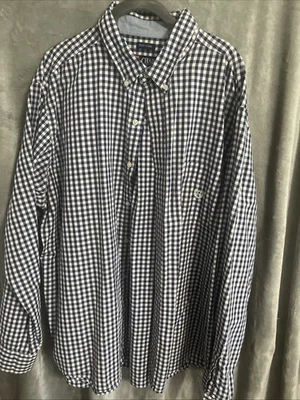 Chaps Dress Shirt Button Down Blue White Checkered Regular Fit Twill Mens XXL  - Image 1 of 4