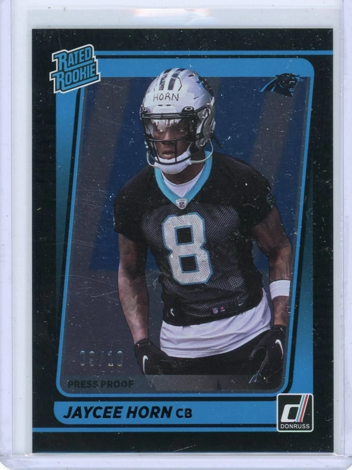 2021 DONRUSS #329 JAYCEE HORN "PRESS PROOF BLACK" RC #9/10 (PANTHERS) 080525 - Image 1 of 1