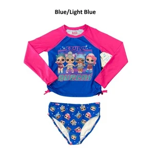 L.O.L. Surprise! Girl's 2 Piece Long Sleeve Rash Guard & Brief Bottom Swim Set - Picture 1 of 2