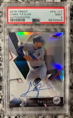 2018 Topps Finest Chris Taylor Auto Refractor FA-CT Dodgers PSA-9 - Image 1 of 2