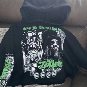Vintage Rob Zombie Hoodie cropped Gr. Small schwarz, langarm - Bild 1 von 15