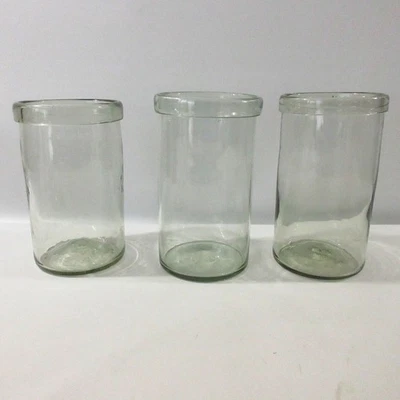 Glass Pillar Candle Hurricane Vases 9" Clear Heavy Thick Home Decor Lot of 3 - Image 1 of 4
