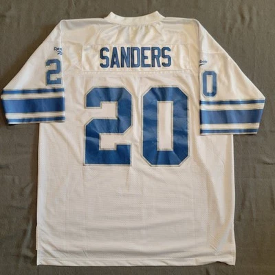 Camiseta Barry Sanders 20 Detroit Lions NFL Clásica Reebok Throwbacks Blanca 2XL  Foto 1 de 4