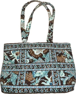 Vera Bradley kleine Beuteltasche Handtasche ~ Java blau & braun ~ 11,5"x8" ~ gebraucht - Bild 1 von 21