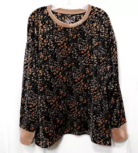 Cuddl Duds Double Plüsch Fleece Top Damen 3X Rundhals kuschelige Daumenlöcher Blumenmuster - Bild 1 von 10