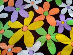 Fabric Swimsuit Spandex 70's Neon Bright Colorful Flowers 59x102 Made USA - Picture 1 of 10
