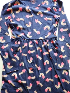 Girls Dress Cat & Jack Size XL 14-16 Long Sleeve Navy Hearts Rainbows Casual - Picture 1 of 18