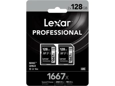 Lexar SILVER Series Professional 1667x 128GB UHS-II SDXC Memory Card, 2-Pack - Image 1 of 4