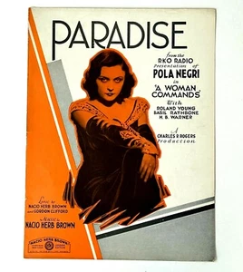 Partituras Paradise Ballard 1931 de Pola Negri A Woman Commands Song de colección - Imagen 1 de 3