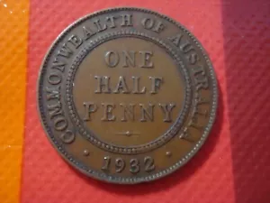 Moneda predecimal australiana de 1932. KGV (1/2) medio centavo. x 1 moneda sin clasificar - Imagen 1 de 2