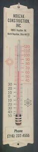 vintage Thermometer Nouzak Construction North Royalton Ohio metal 13"
