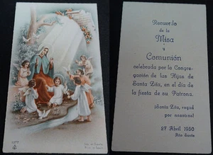 ESTAMPA HOLY CARD VIRGEN MARIA NIÑO JESUS Y ANGELES ANDACHTSBILD SANTINI CC1446 - Imagen 1 de 2