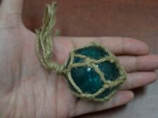 REPRODUCTION TURQUOISE GLASS FLOAT BALL BUOY WITH FISHING NET 2" #F-366