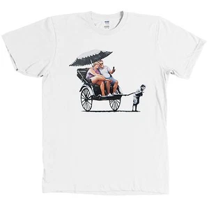 Banksy Fat People Tourists In Rickshaw Shirt Kid Foot Taxi Graffiti Tee - NEU - Bild 1 von 1