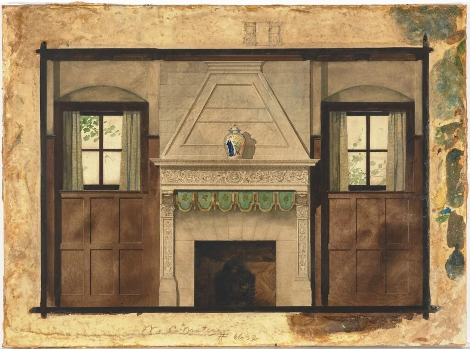 Design for Room Interior : Louis Comfort Tiffany : 1887 : Architectural Decor - Image 1 of 2