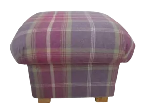 Storage Footstool Balmoral Tartan Check Fabric Pouffe Amethyst Purple Lilac - Picture 1 of 55