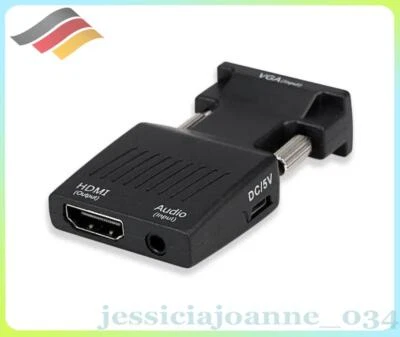 VGA TO HDMI Adapter HDTV 1080P 60Hz Konverter Audio & Videokabel Neu PC Laptop - Bild 1 von 3
