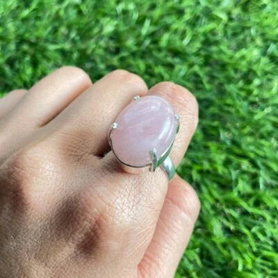 Rose Quartz Ring 925 Sterling Silver Ring Handmade Gemstone Ring Women's Ring - image 1 of 4