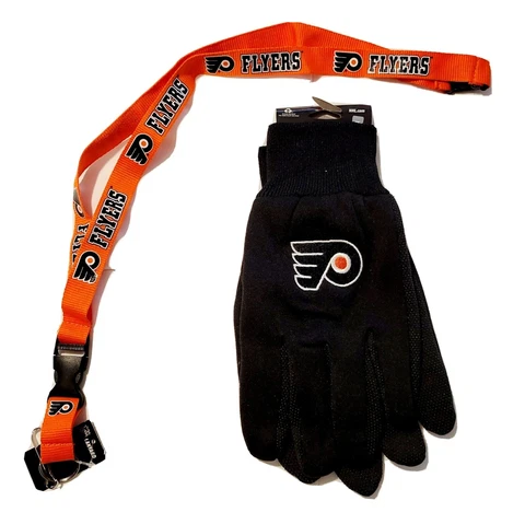 Philadelphia Flyers NHL Hockey Utility Gloves & Lanyard Set Cover