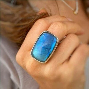 Christmas Labradorite Gemstone 925 Sterling Silver Handmade Ring All Size - Picture 1 of 5