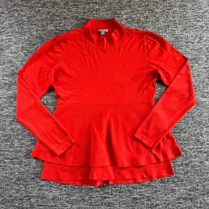 Cos Jumper Womens Size Medium Orange Double Layered Fine Knit Peplum Sweater - Picture 1 of 7