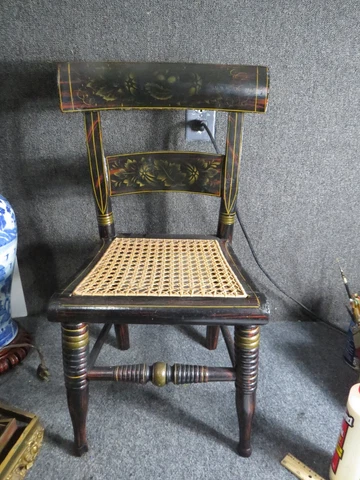 Antique Childs chair 1840 era Grain painted and stenciled Cover