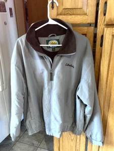 Cabela's men's tan polyester fleece lined windbreaker, full zip jacket XL - Picture 1 of 11