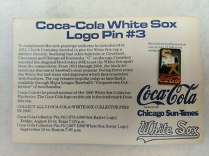 1990 Coca-Cola White Sox Collector Logo Pin # 3 Chicago Sun Times