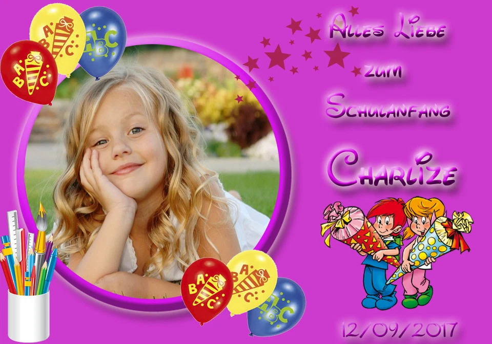 Einschulung Schulanfang rechteckige Tortendeko Tortenaufleger  Tortenbild 0326 - Bild 1 von 1