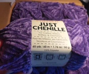 6 Skeins Premier Just Chenille Chunky Yarn IRIS color Crochet Craft Knitting - Picture 1 of 7
