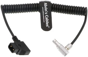 2 Pin Male Right Angle to Anton Bauer D TAP Coiled Power Cable for Teradek - Picture 1 of 5