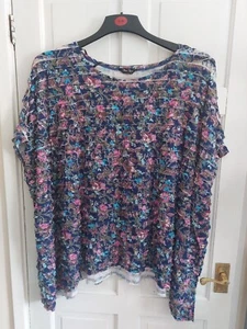 Marina Kaneva Oversized Blue Floral Layered Frill Top Blouse Size Uk Plus 18 - Picture 1 of 8